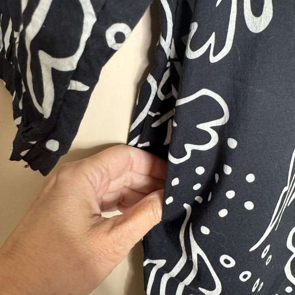 Gudrun Sjoden Organic Cotton Tunic Top Dress Black White abstract floral print - Picture 5 of 7